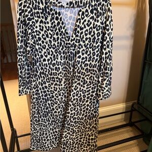Jude Connally Black and Cream Animal Print Long Sleeve Dress